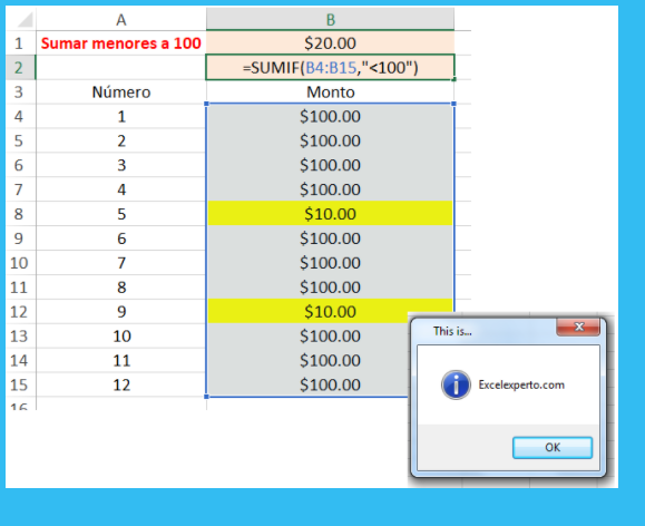 Ejemplos de SUMARSI en Excel y google sheets (SUMIF)