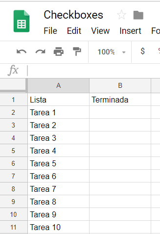 Checkbox en google sheets