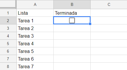 Checkbox en google sheets